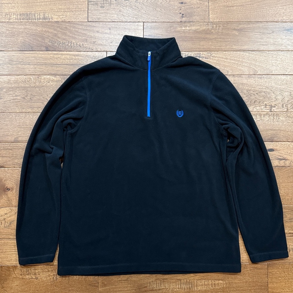 Men's Chaps Sport Black Fleece Quarter-Zip Pullover Sweatshirt - Size L/G